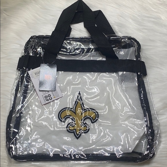 3-pc Set, New Orleans ‘SAINTS’ NFL Clear Tote/Bag, Adult Poncho, Keystrap, NWTag - Picture 2 of 15